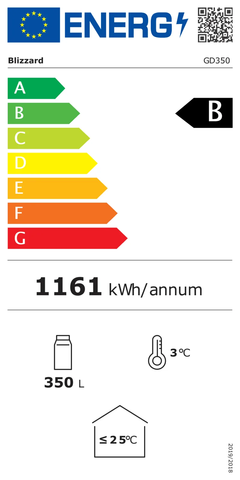 Blizzard GD350 merchandiser energy label image
