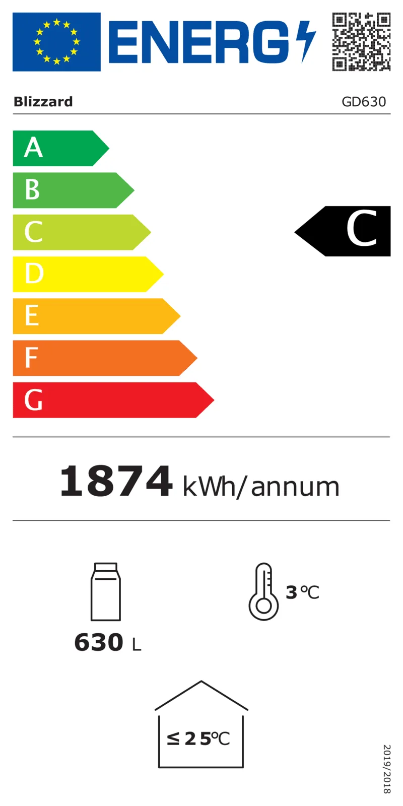 Blizzard GD630 display merchandiser energy label image