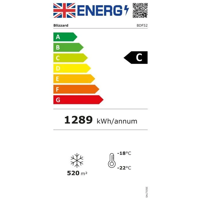 Blizzard BDF52 freezer energy label image