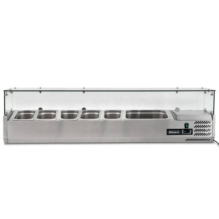 1.5m Glass Canopy 1/3 Gastronorm Prep Top - Image 2