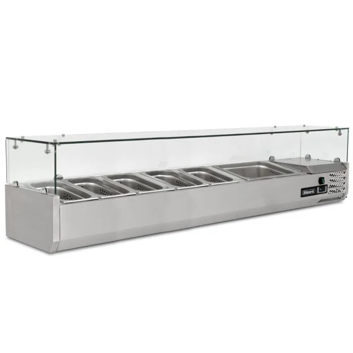 1.5m Glass Canopy 1/3 Gastronorm Prep Top