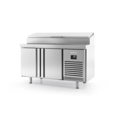Double Door Refrigerated Prep Counter With Raised Collar