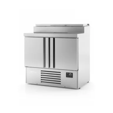 Compact Double Door Refrigerated Counter With Raised Collar
