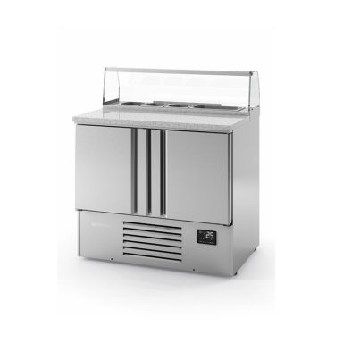 Compact Double Door Refrigerated Pizza Prep Counter