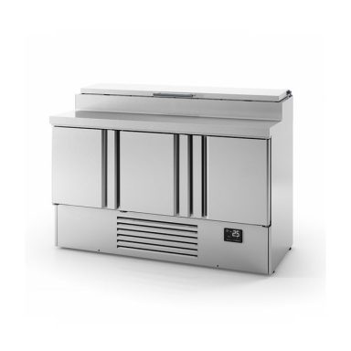 Compact Triple Door Refrigerated Counter With Raised Collar