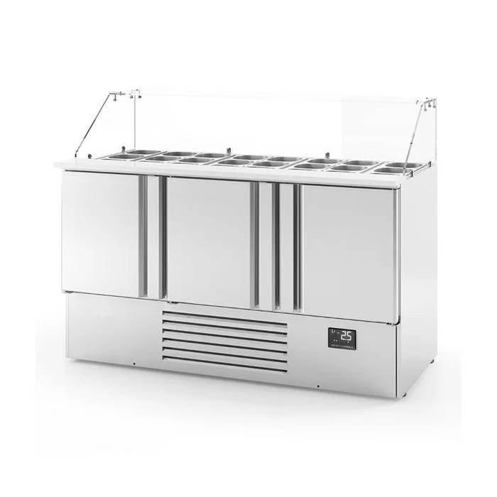 Compact Triple Door Refrigerated Counter With Display
