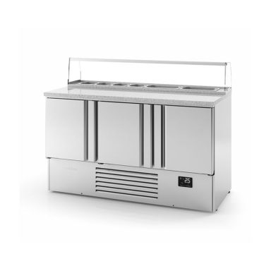 Compact Triple Door Refrigerated Pizza Prep Counter