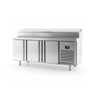 Triple Hinged Door Refrigerated Counter With Raised Collar