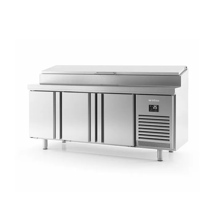 Triple Hinged Door Refrigerated Counter With Raised Collar