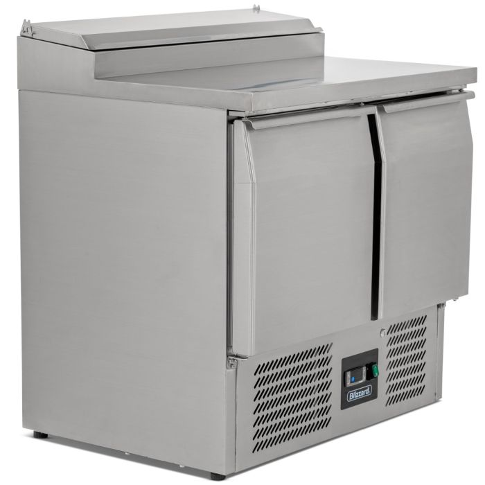 Compact Double Door Counter Refrigerator With Raised Collar