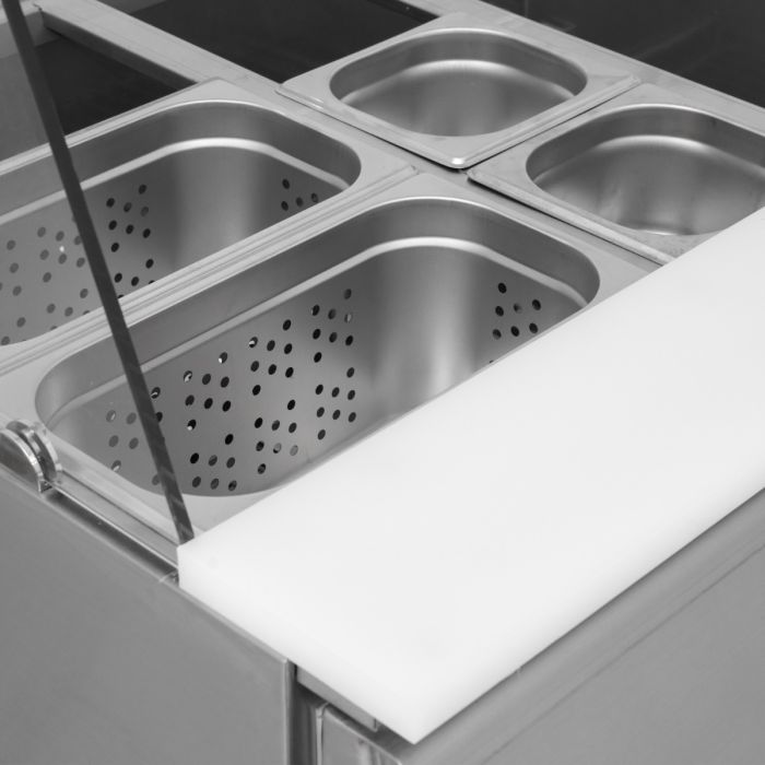 Double Hinged Door Refrigerated Prep Counter With Glass Canopy - Image 2