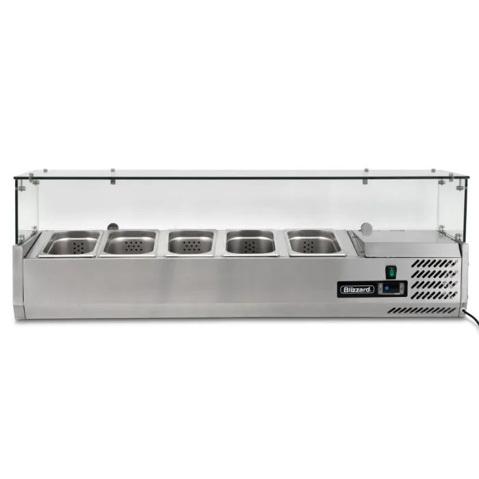 1.2m Glass Canopy 1/4 Gastronorm Prep Top - Image 2