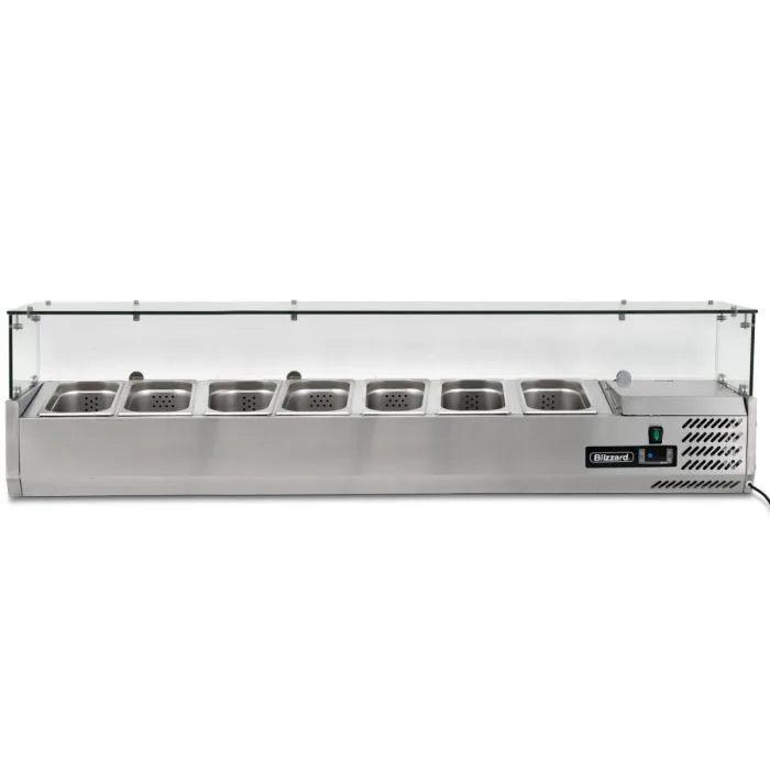 1.5m Glass Canopy 1/4 Gastronorm Prep Top - Image 2