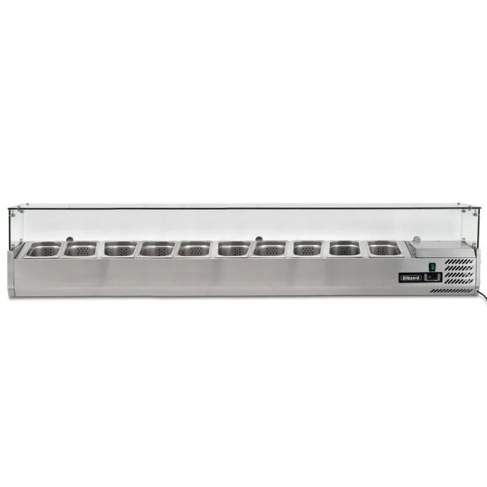 2m Glass Canopy 1/4 Gastronorm Prep Top - Image 2
