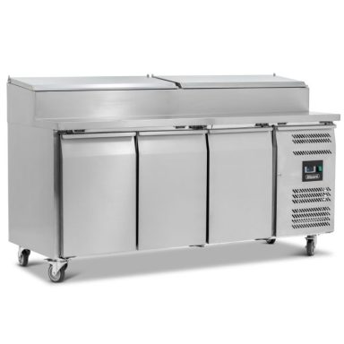 Triple Door Refrigerated Prep Counter With Raised Collar