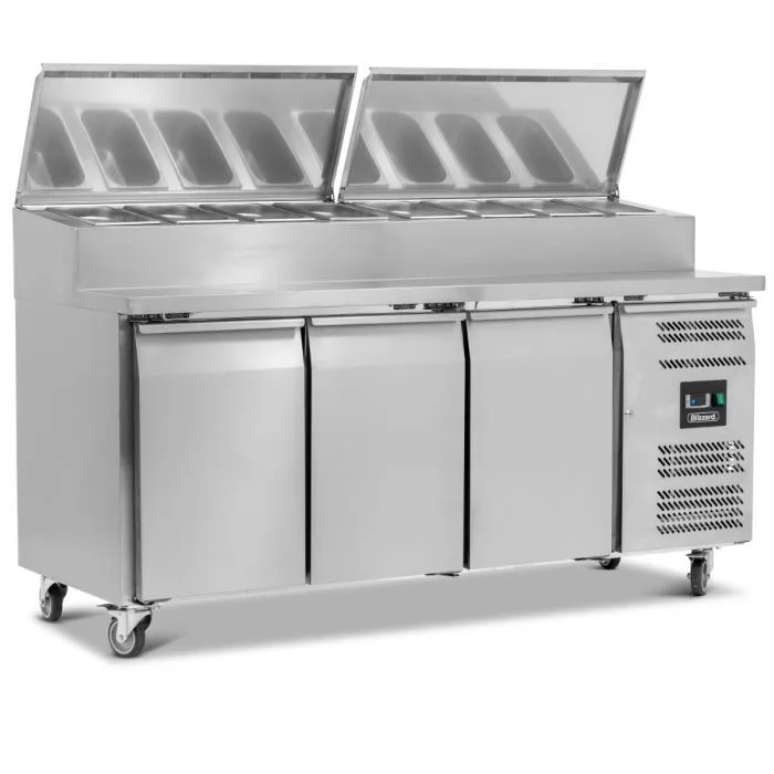 Triple Door Refrigerated Prep Counter With Raised Collar - Image 2