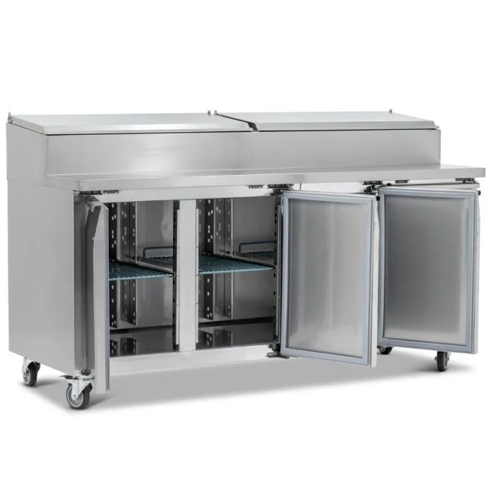 Triple Door Refrigerated Prep Counter With Raised Collar - Image 3