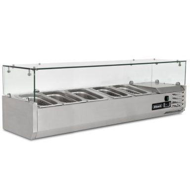 1.2m Glass Canopy 1/4 Gastronorm Prep Top