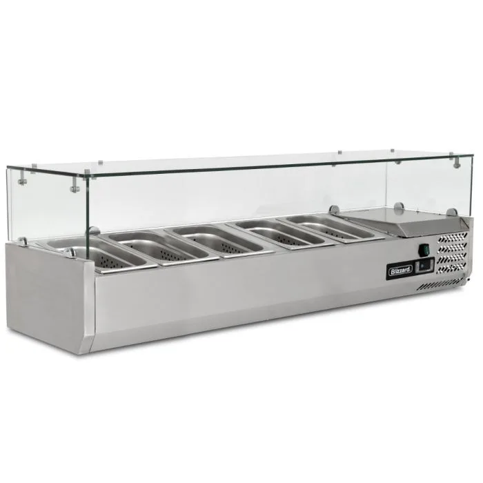 1.2m Glass Canopy 1/4 Gastronorm Prep Top