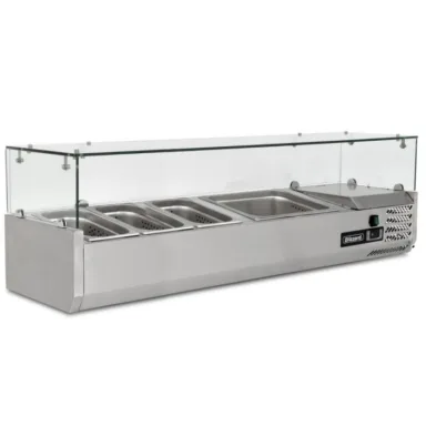 1.2m Glass Canopy 1/3 Gastronorm Prep Top