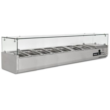 1.5m Glass Canopy 1/4 Gastronorm Prep Top