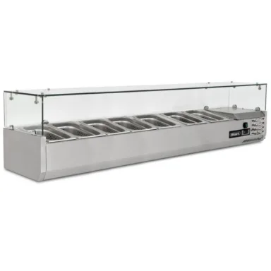 1.5m Glass Canopy 1/4 Gastronorm Prep Top