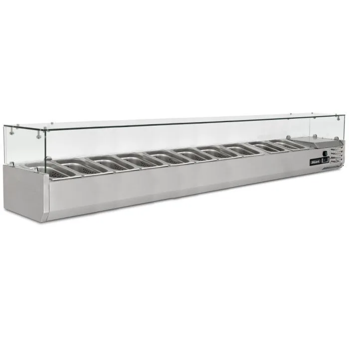 2m Glass Canopy 1/4 Gastronorm Prep Top