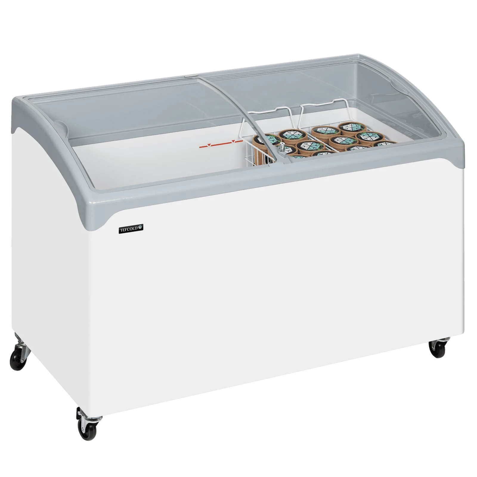 NIC400SCEB LED Sliding Curved Glass Lid Chest Freezer - Image 2