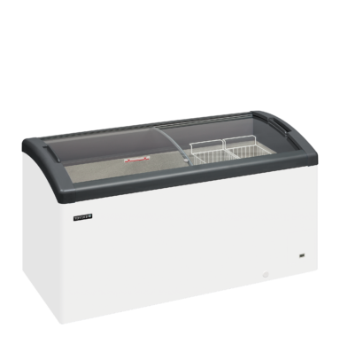 FOCUS 151 GREY Sliding Curved Glass Lid Chest Freezer