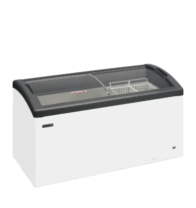 FOCUS 151 GREY Sliding Curved Glass Lid Chest Freezer