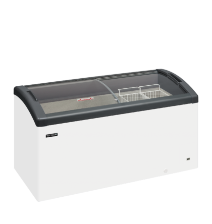 FOCUS 151 GREY Sliding Curved Glass Lid Chest Freezer