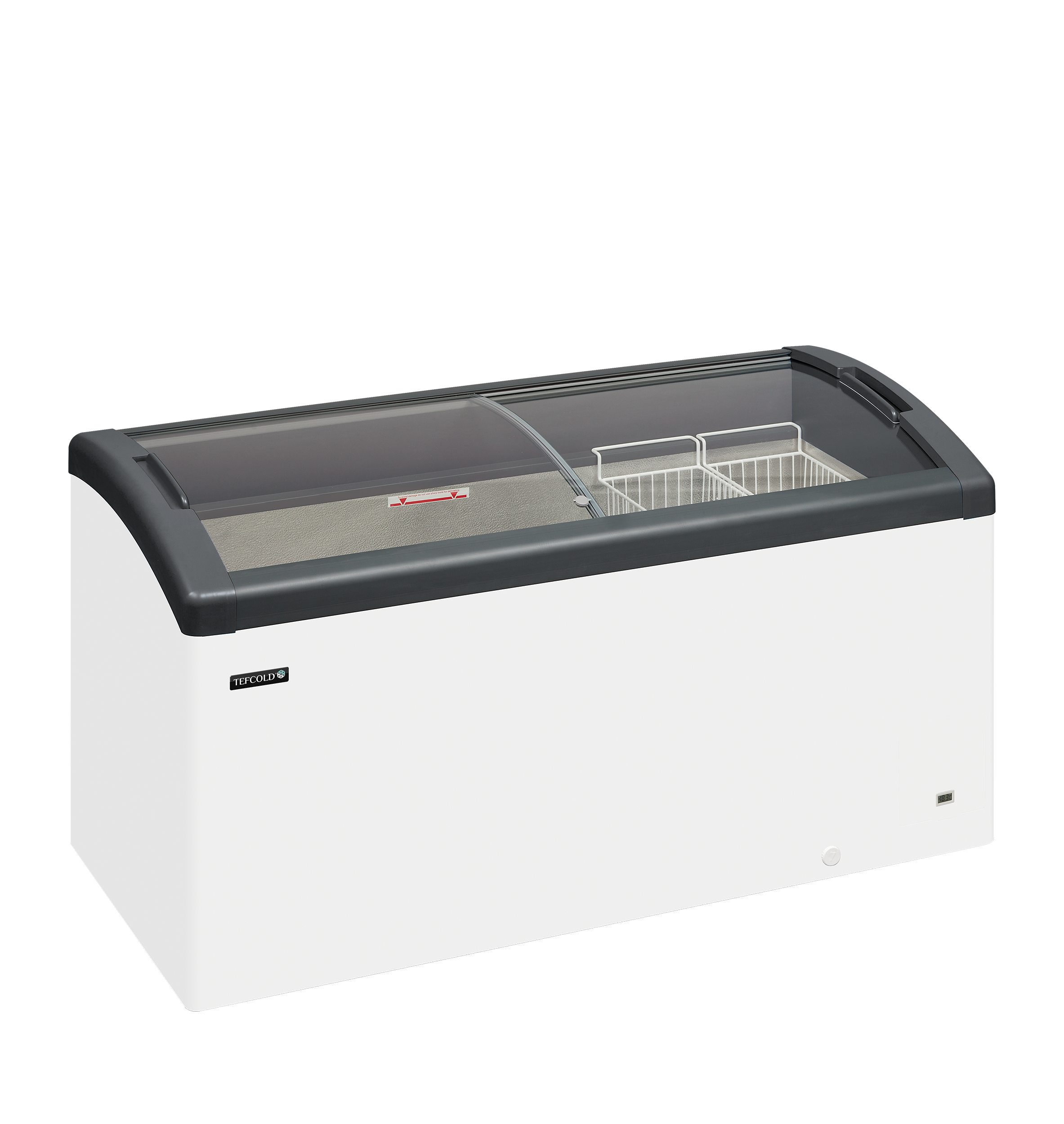 FOCUS 151 GREY  Sliding Curved Glass Lid Chest Freezer