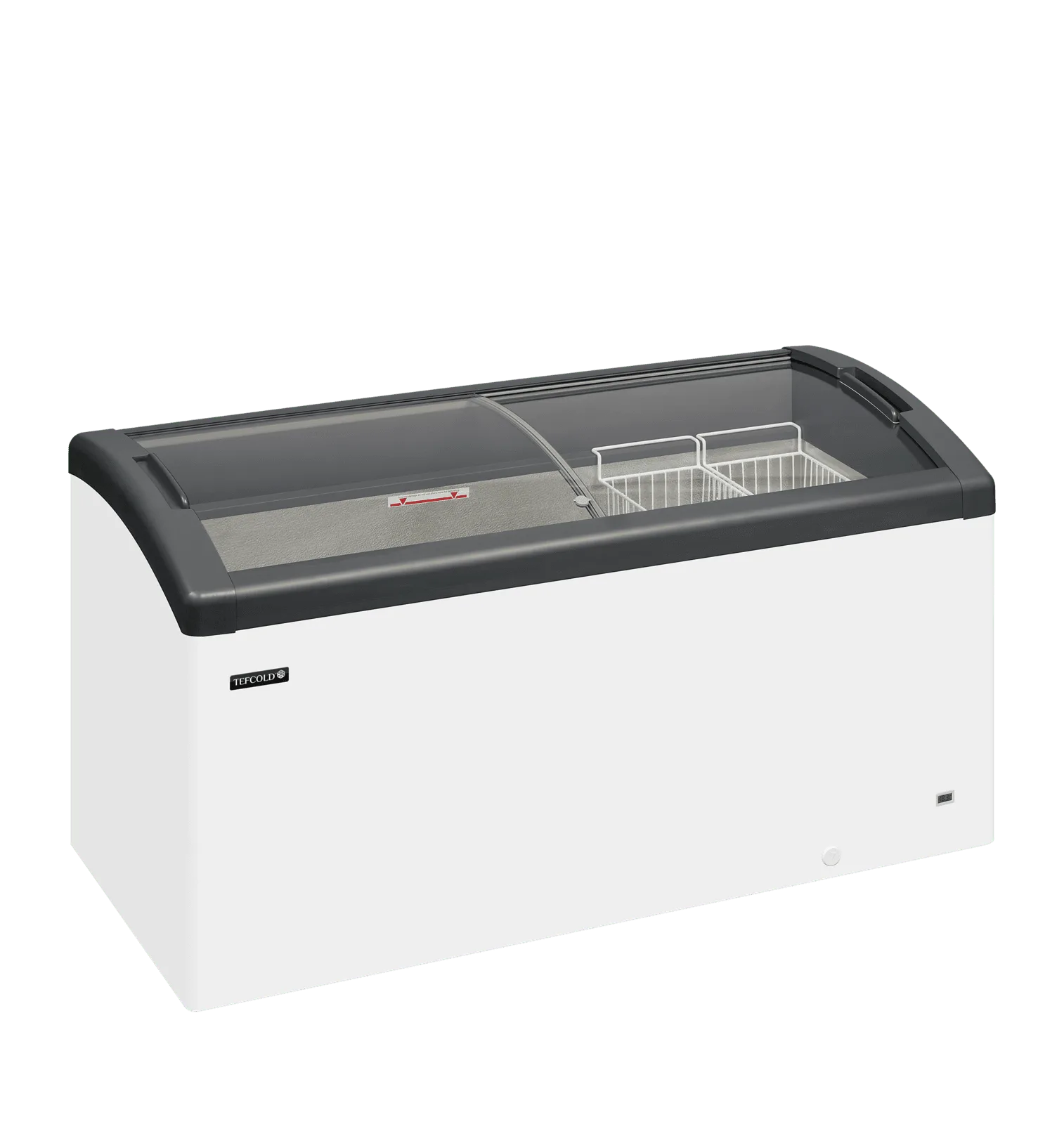 FOCUS 151 GREY Sliding Curved Glass Lid Chest Freezer