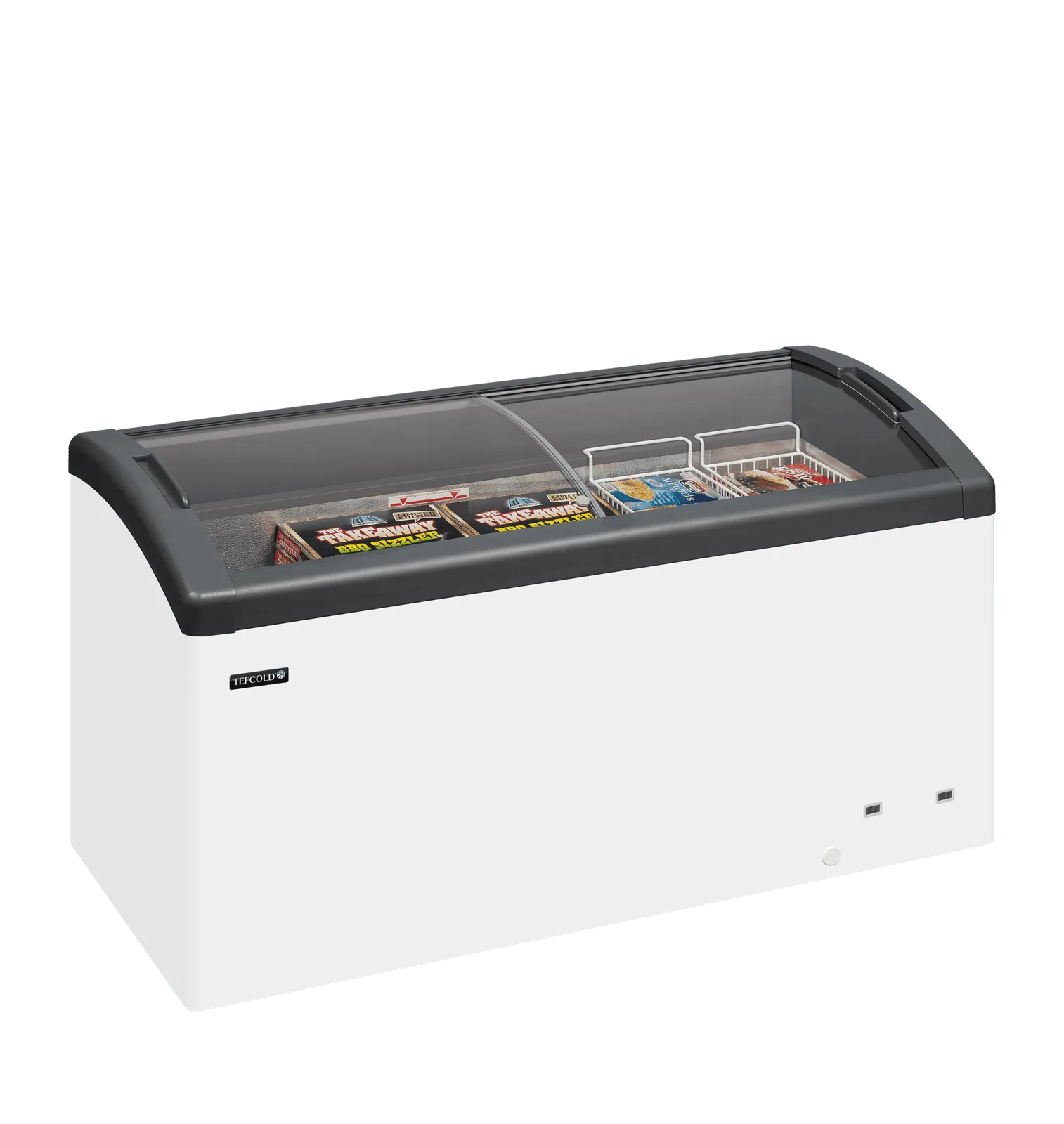 FOCUS 151 GREY Sliding Curved Glass Lid Chest Freezer - Image 2