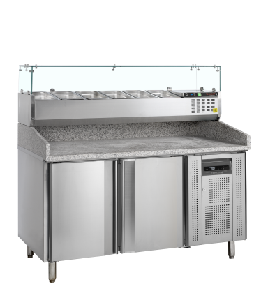 PT1200 + GVC38-150 Pizza Table with Topping unit