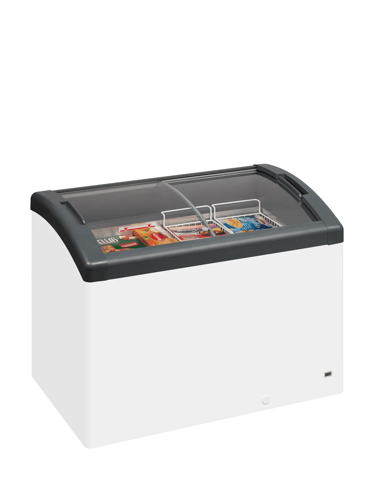 FOCUS 106 GREY Sliding Curved Glass Lid Chest Freezer - Image 2