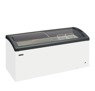 FOCUS 171 GREY Sliding Curved Glass Lid Chest Freezer