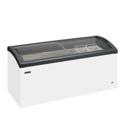 FOCUS 171 GREY Sliding Curved Glass Lid Chest Freezer