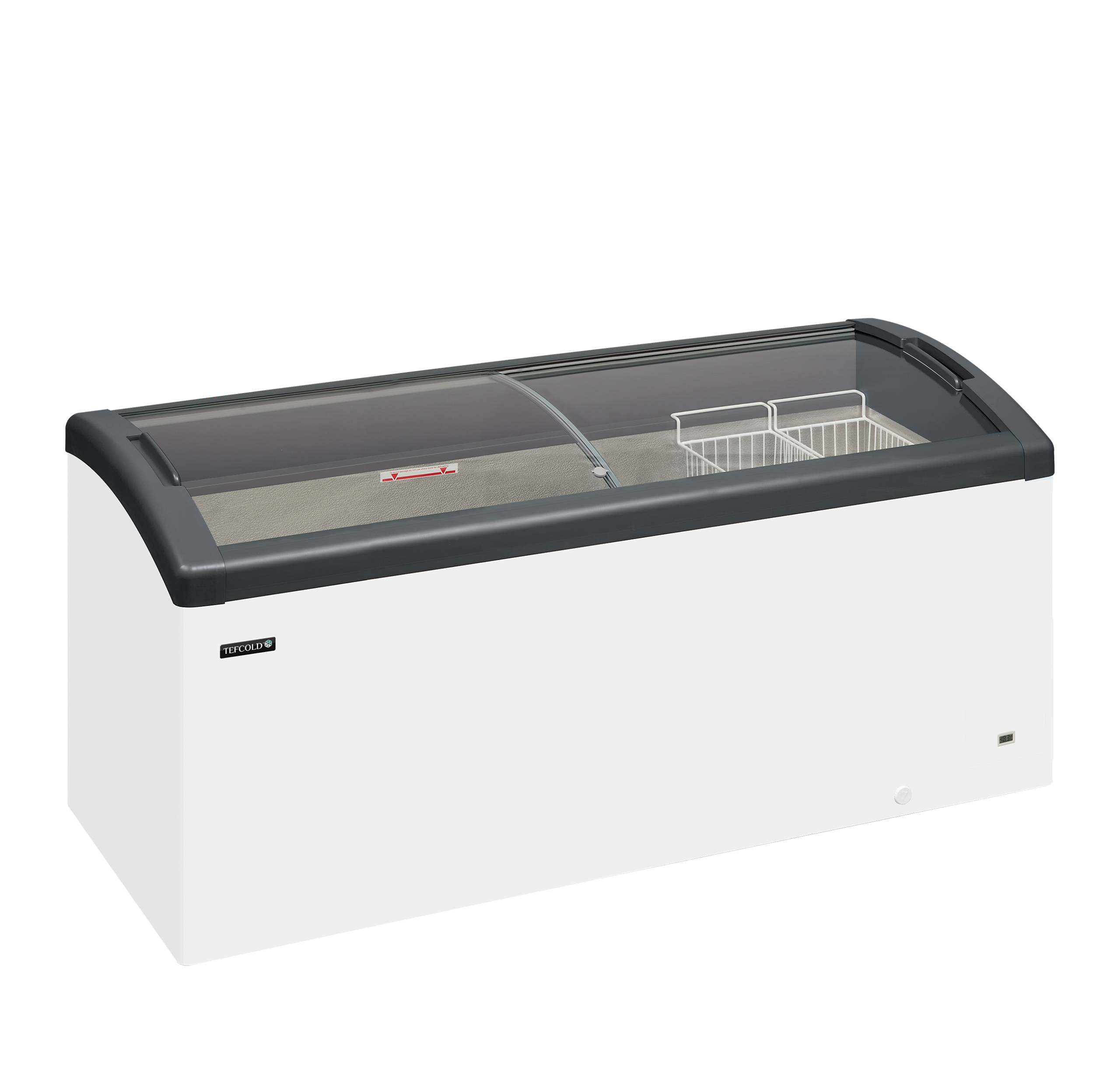 FOCUS 171 GREY  Sliding Curved Glass Lid Chest Freezer