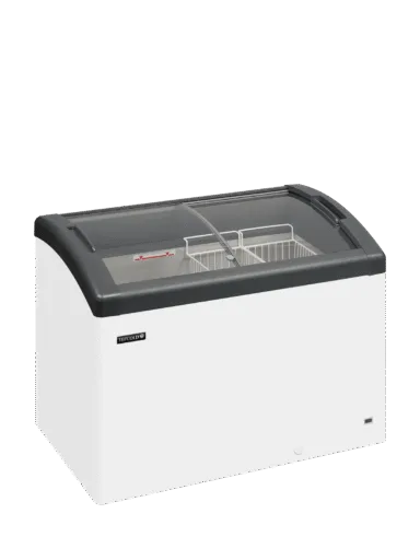FOCUS 106 GREY Sliding Curved Glass Lid Chest Freezer