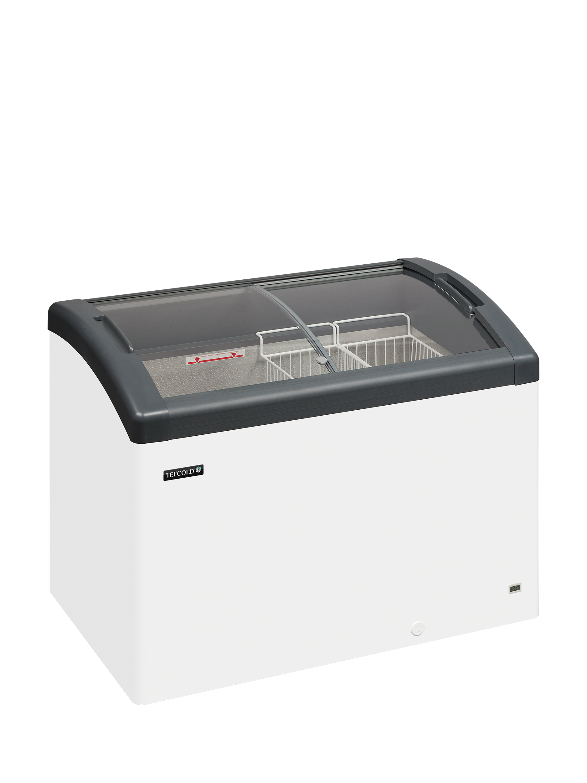 FOCUS 106 GREY Sliding Curved Glass Lid Chest Freezer