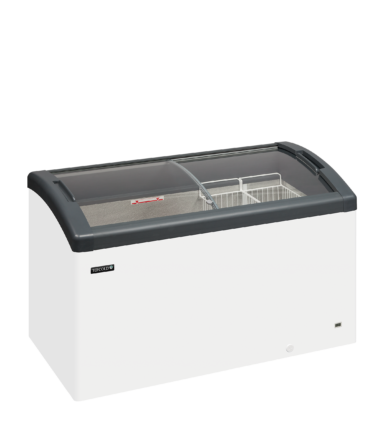 FOCUS 131 GREY Sliding Curved Glass Lid Chest Freezer