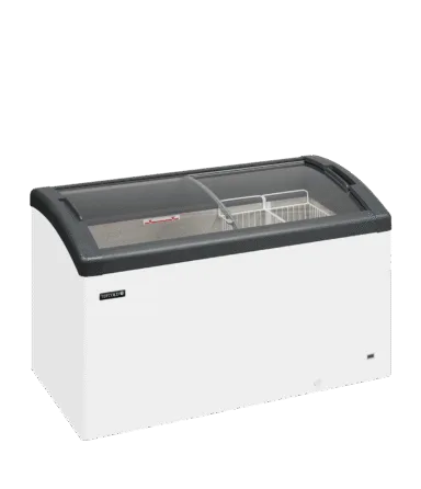 FOCUS 131 GREY Sliding Curved Glass Lid Chest Freezer