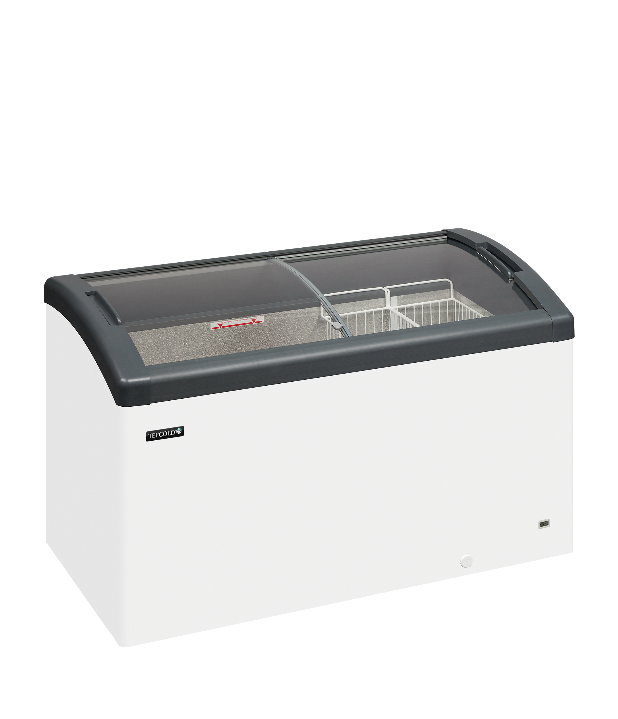 FOCUS 131 GREY  Sliding Curved Glass Lid Chest Freezer