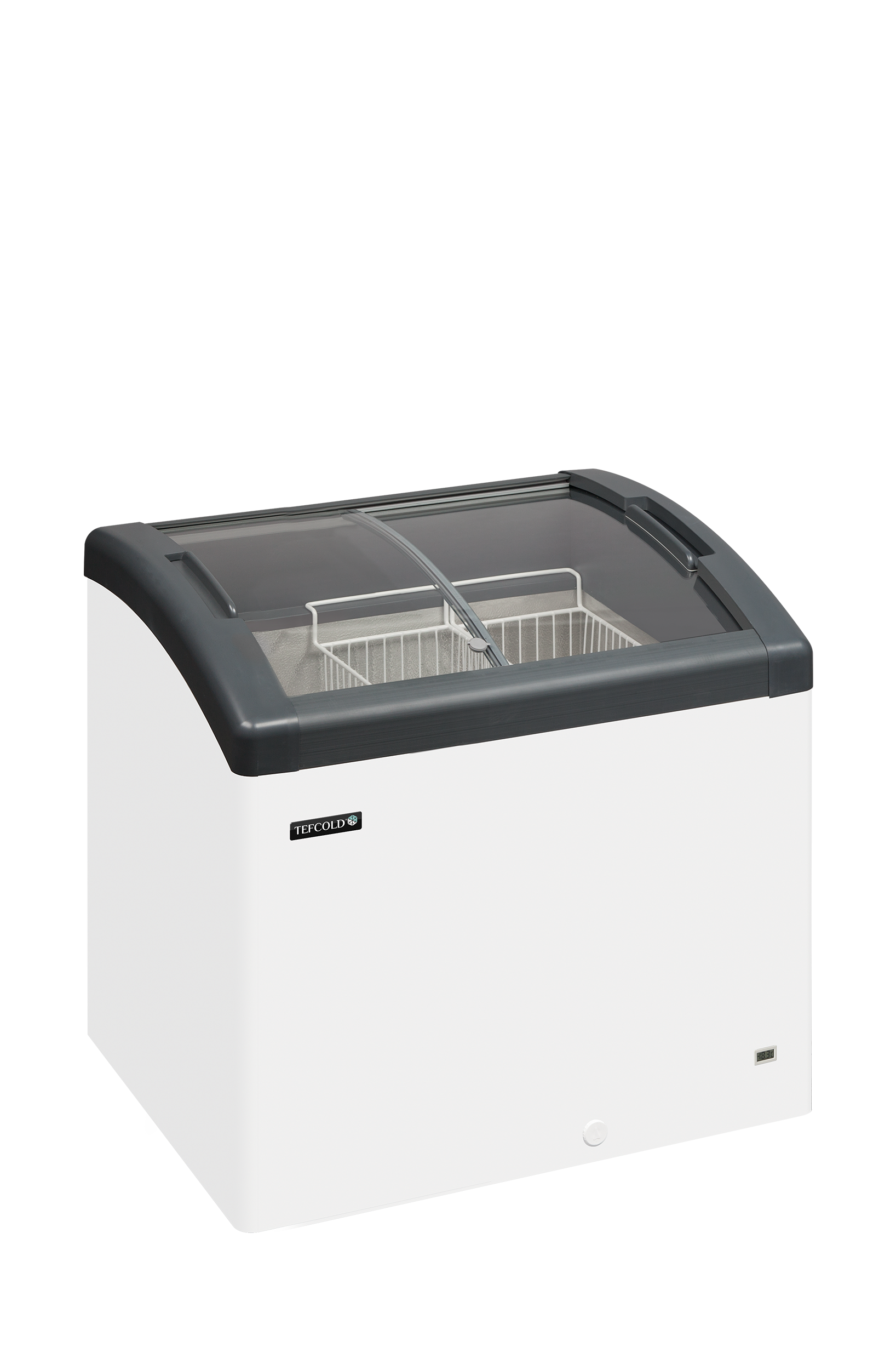 FOCUS 73 GREY  Sliding Curved Glass Lid Chest Freezer