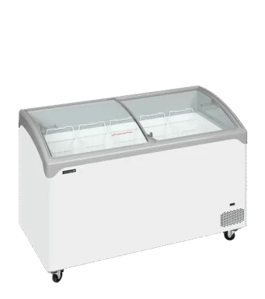 NIC401SCEB Sliding Curved Glass Lid Chest Freezer