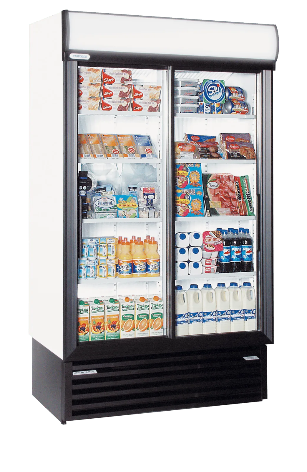 SD1140 glass door merchandiser showing stock image