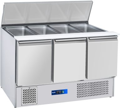 Prodis EC-3SALAD 3 Door Compact Saladette Table, 4 x 1/1 GN Topping Well