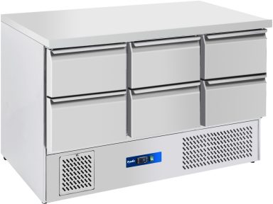 Prodis EC-6DSS-LE Low Energy Fully Ventilated 6 Drawer Compact Saladette Counter, Flat Top