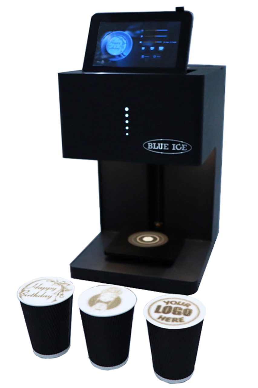 Blue Ice Azzurri Coffee Printer Pro main image showing coffee cups